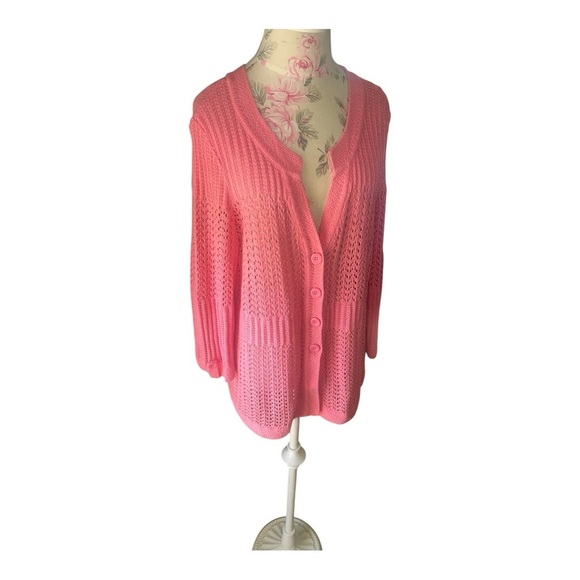 Christopher & Banks Pink Cardigan with Relaxed Fit and V-Neck Excellent - Picture 4 of 10